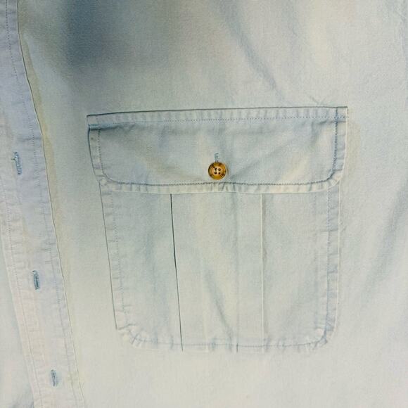 Banana Republic Button Up 100% Cotton Shirt Men's Size XL Light Chambray Blue - Picture 5 of 12